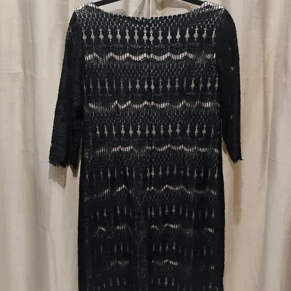 Jessica Howard Black Lace Dress with 3/4 Sleeves Size 12P - Picture 4 of 9